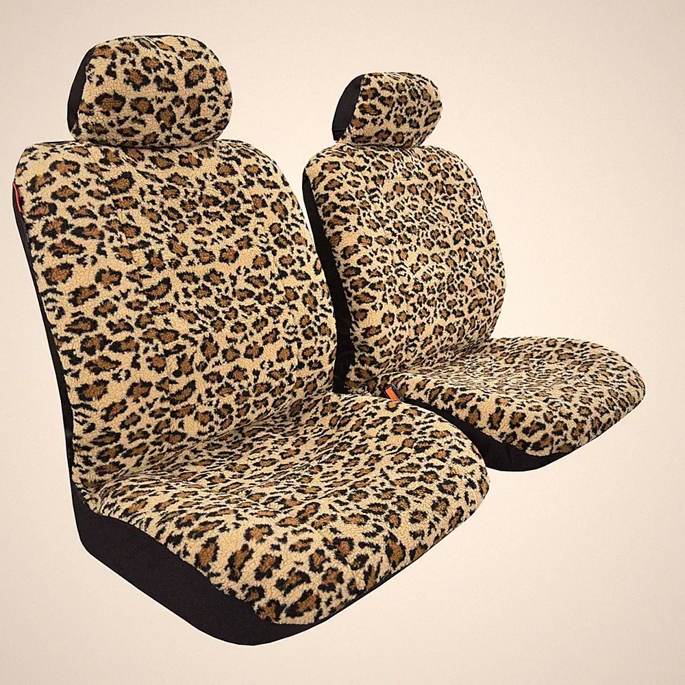 2025 Winter Front Seat Cover Leopard Soft Artificial Sheep Wool For RAM 1500