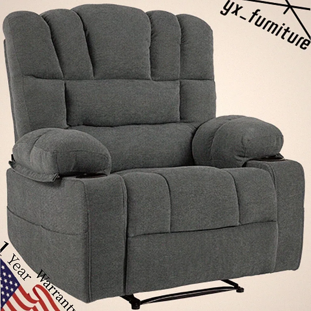 23.42" Chenille Massage Recliner Sofa Chair with Heating Vibration 330lb