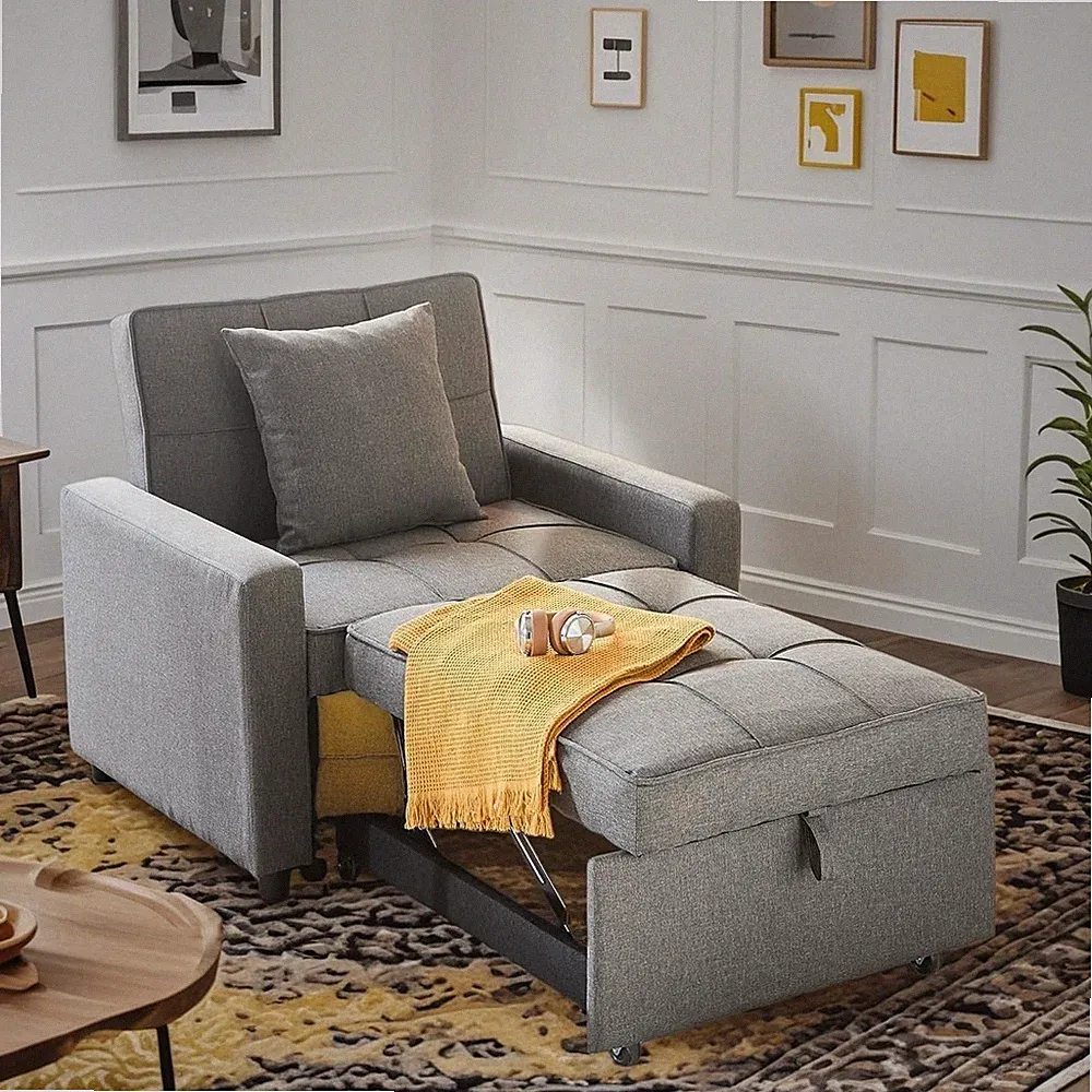 3-in-1 Convertible Sleeper Chair, Pullout Chair with Extra Pillow