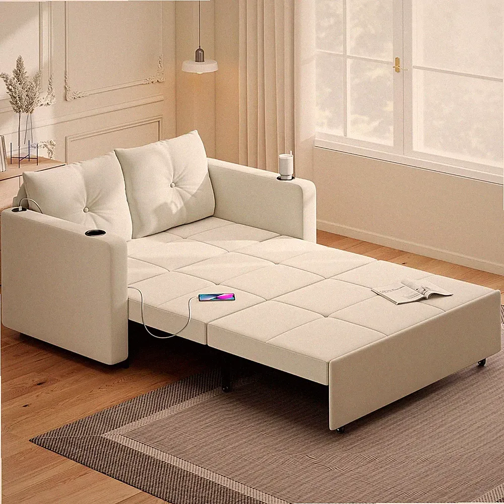 3 in 1 Sofa Bed, 56 Inch Veet Pull Out Couch, Convertible Sleeper Sofa