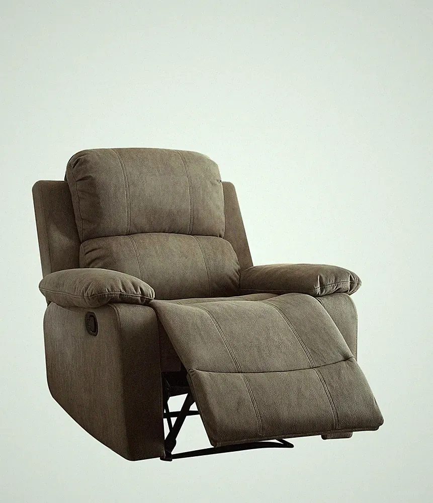 38" X 38" X 39" Gray Polished Microfiber Fabric Recliner