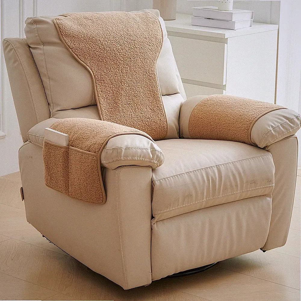 3Pcs Recliner Slipcovers Armrest Covers for Recliner Chair Non Slip Sherpa