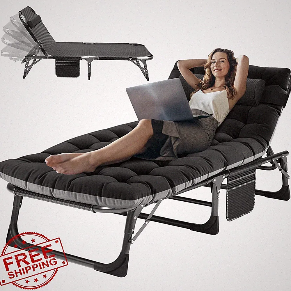ABORON 3-in-1 Folding Lounge Chair Padded Cushion Recliner Bed