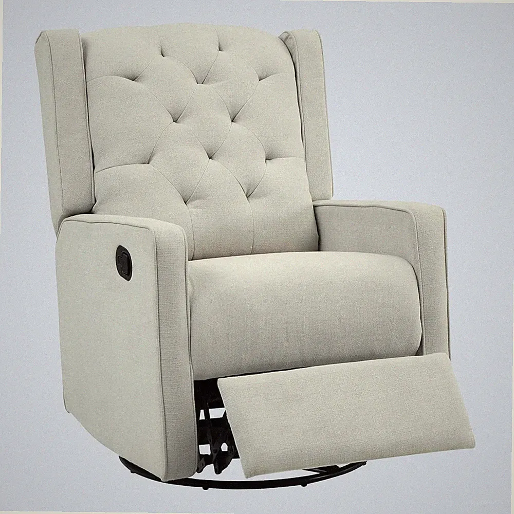AFG Ava Gray Suede Fabric Upholstery Nursery Swivel Glider Recliner, Easy-to-pul