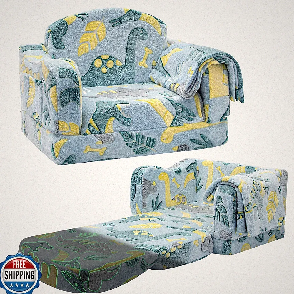 Airpanda Comfy Toddler Chair and Couch for Kids with Blanket,2-in