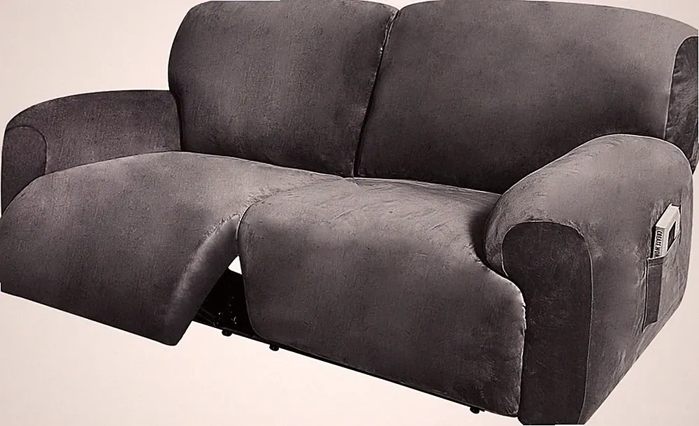 Extra Wide 75-100" 2 Seater Reclining Sofa Slipcover, Veet