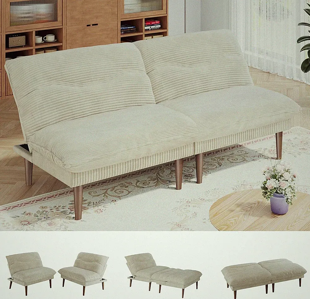 Futon Sofa Bed, 4 in 1 Multi-Functal Futon Couch with Adjustable