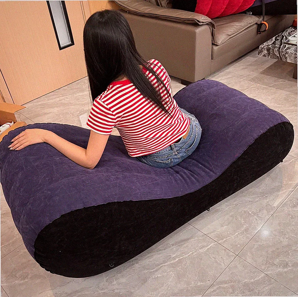 Inflatable Sofa Portable Lounger Position Aid Flocking Furniture Bed Air Cushion