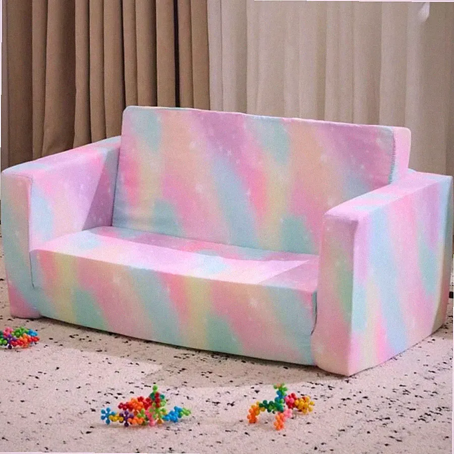 Kids Double Foldable Sofa Bed Convertible Lounger Couch Sleeper Pink