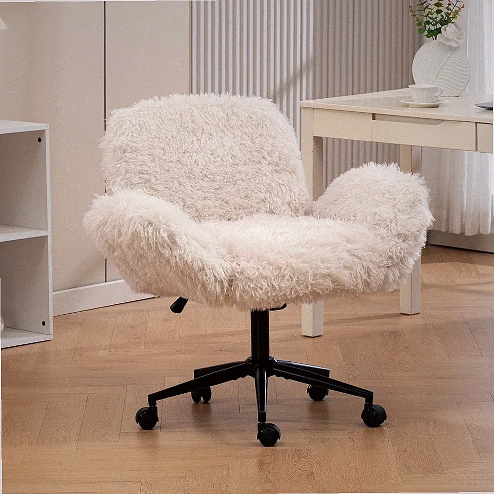 Leisure chair with 5-speed adjustable armrests, wheels, and a rotatable backrest