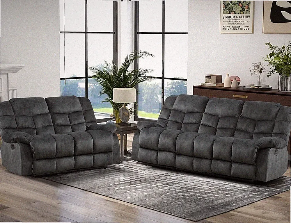 Manual Recliner Sofa Set, 2 Pieces Sofa Furniture Set for Living