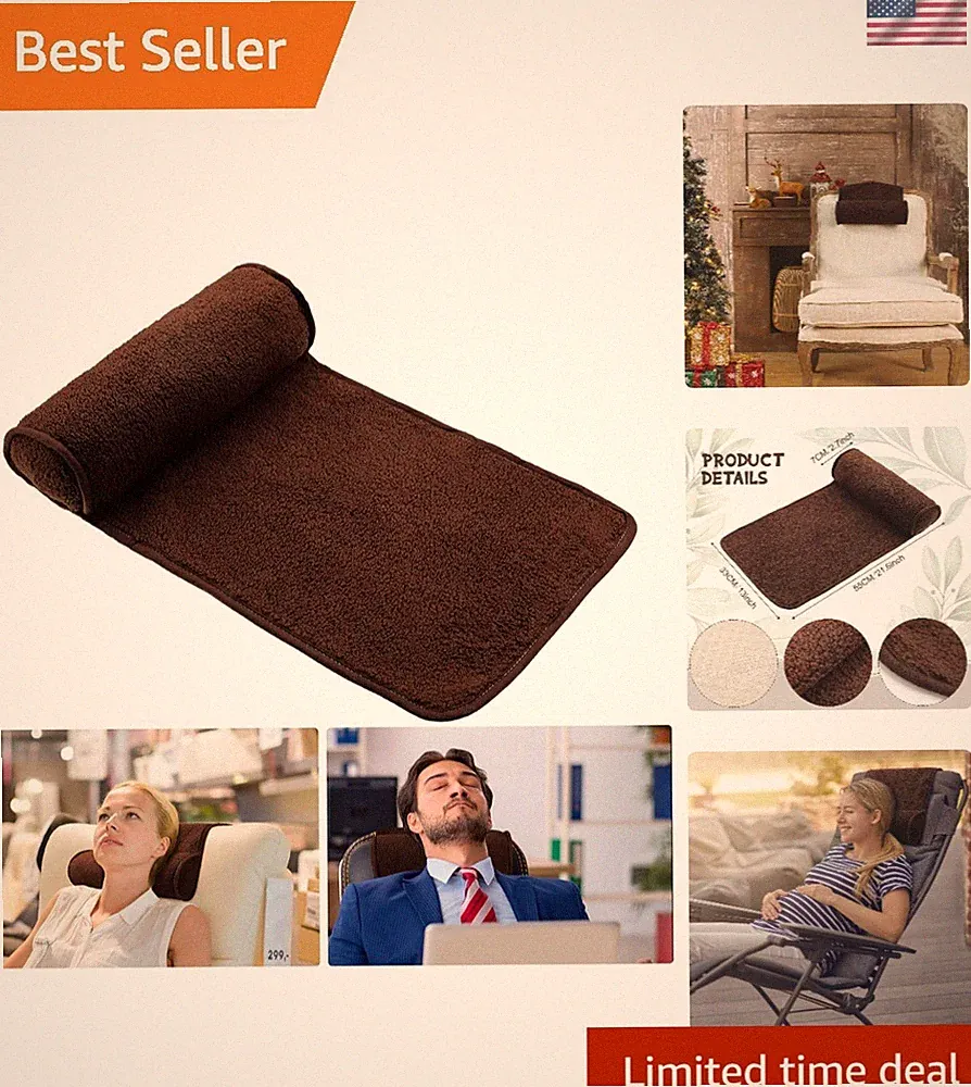 Neck Head Pillow Recliner Chair Support Cushion Travel Couch Sofa Non Slip Fl...