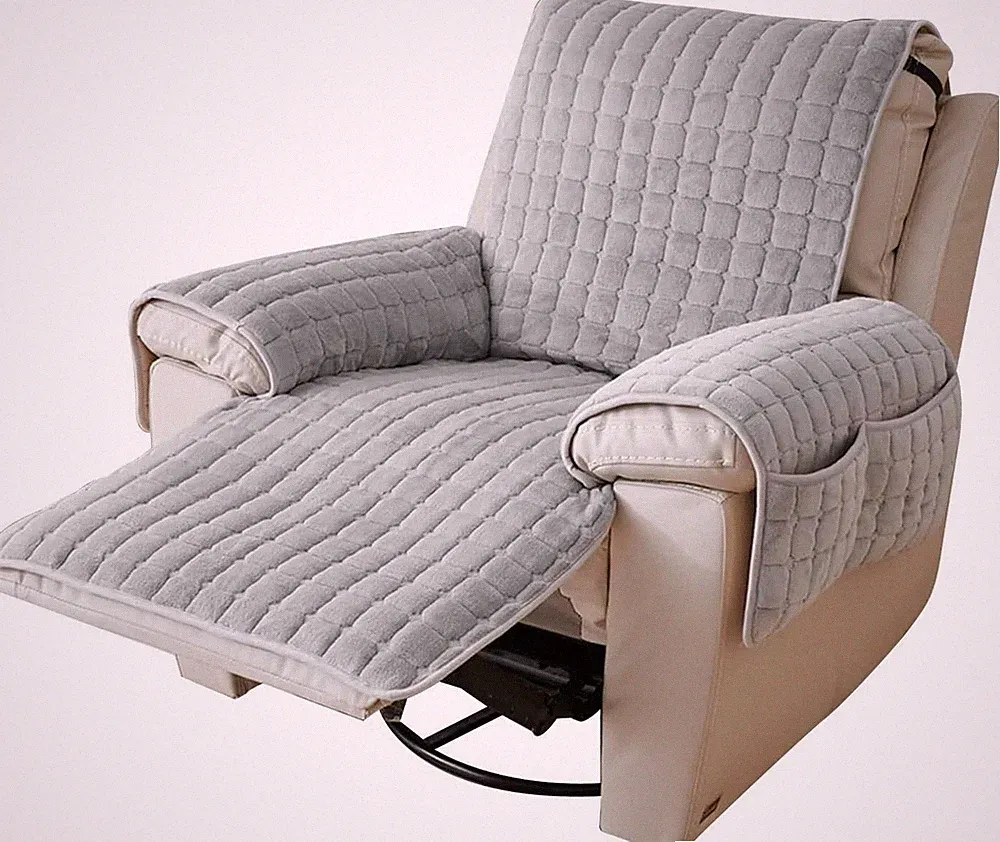 Plush Recliner Slipcover 23Inches Washable Chair Covers Artificial Wool Lazy Boy