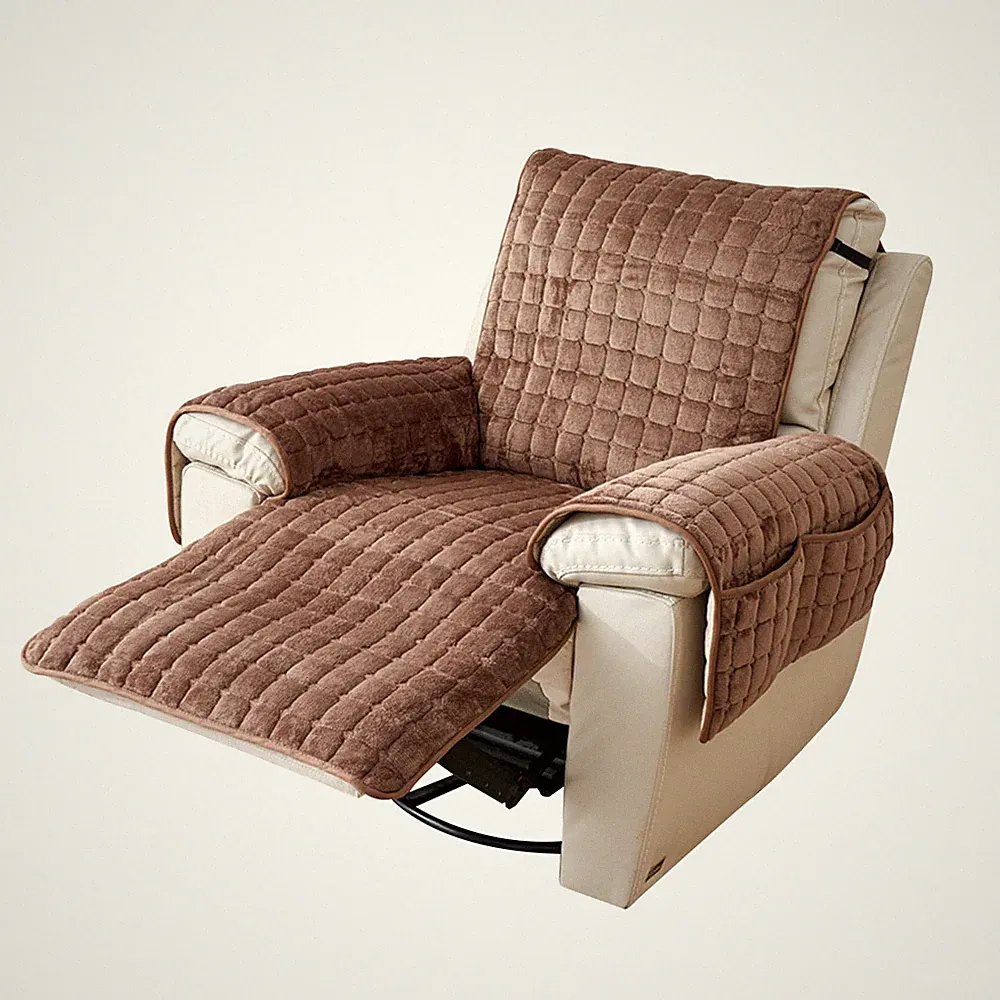 Plush Recliner Slipcover 30 Inches Washable Chair Covers Artificial Wool Lazy...