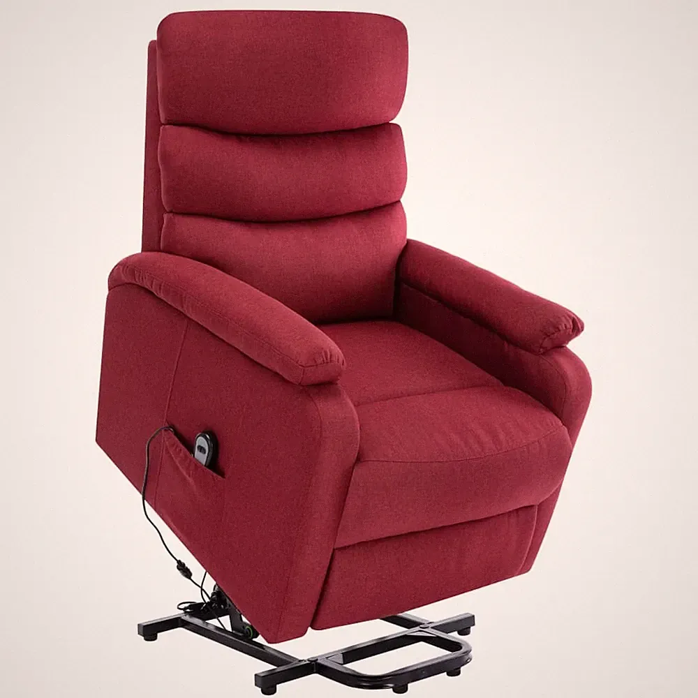 Power Lift Massage Recliner Wine Red 100% Polyester, Iron Standard