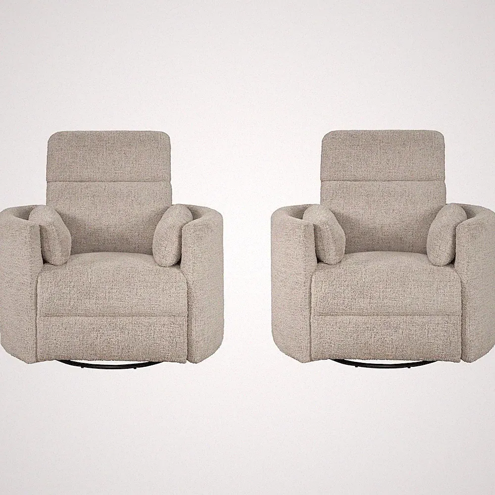 Radius - Burlap Manual Swivel Recliner Two Pack