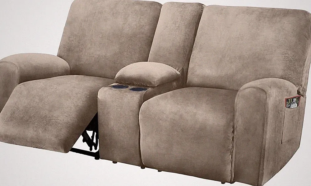 Reclining LoveSeat with Middle Console Slipcover, 8-Piece Veet