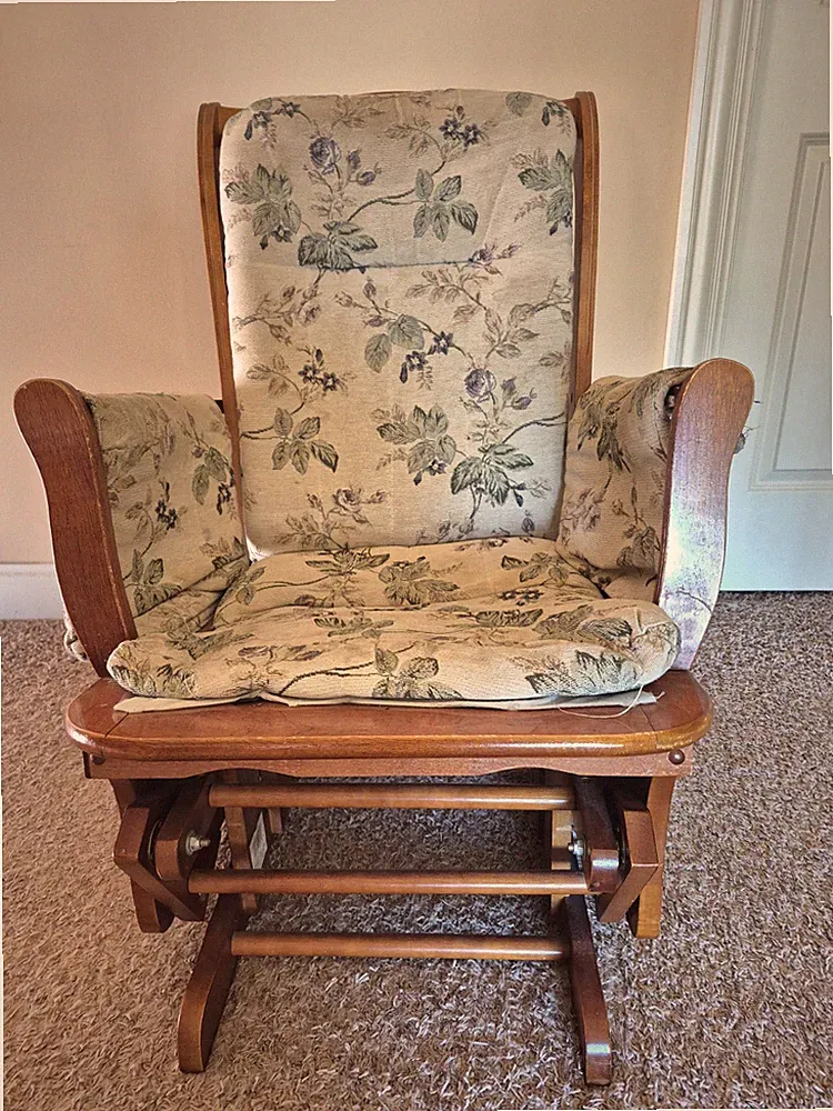 Rocking Chair With Ottoman - Wood With Cushions - $30.00