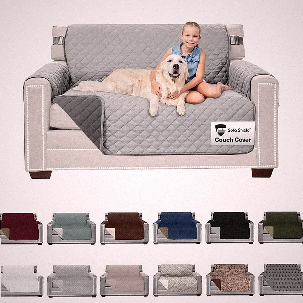 Sofa Shield Couch Loveseat Covers for Dogs, Reversible Furniture Protector wi...