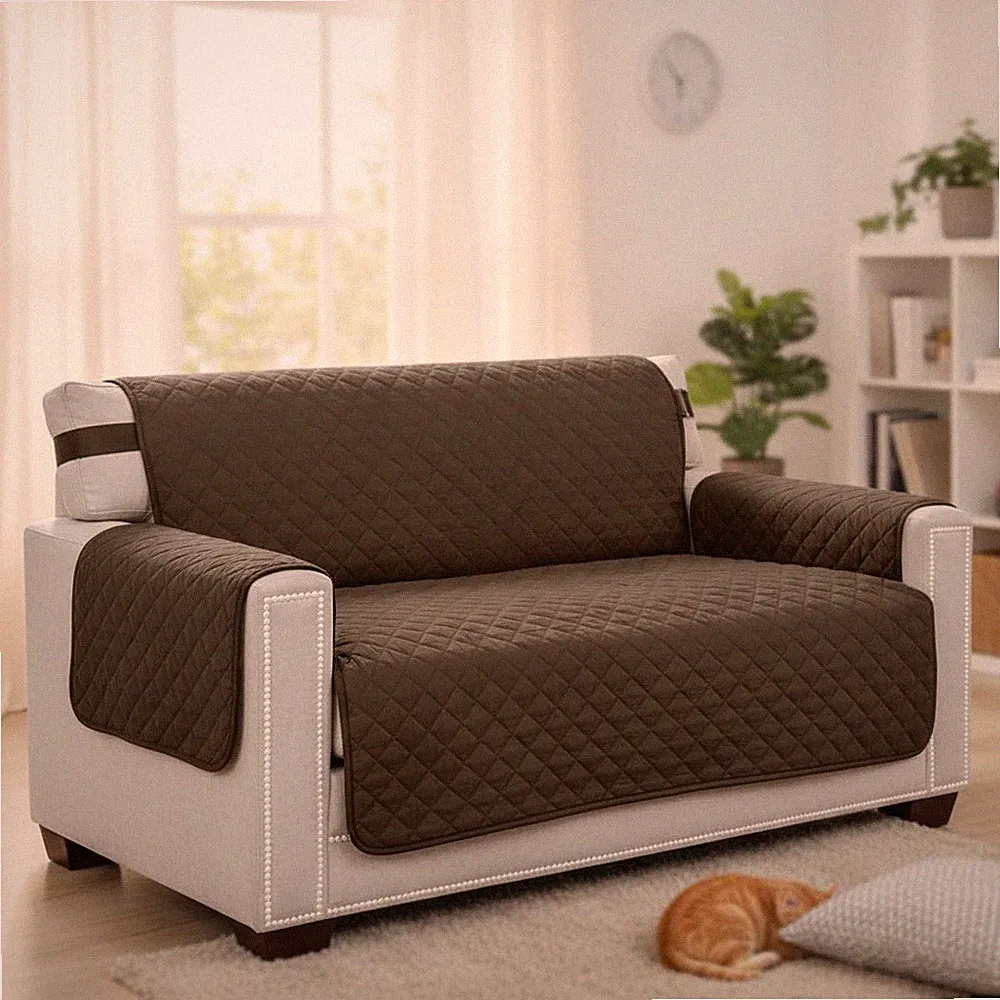 Stay-In-Place Reversible Slip Cover for Loveseat - Luxurious Protection for Pets