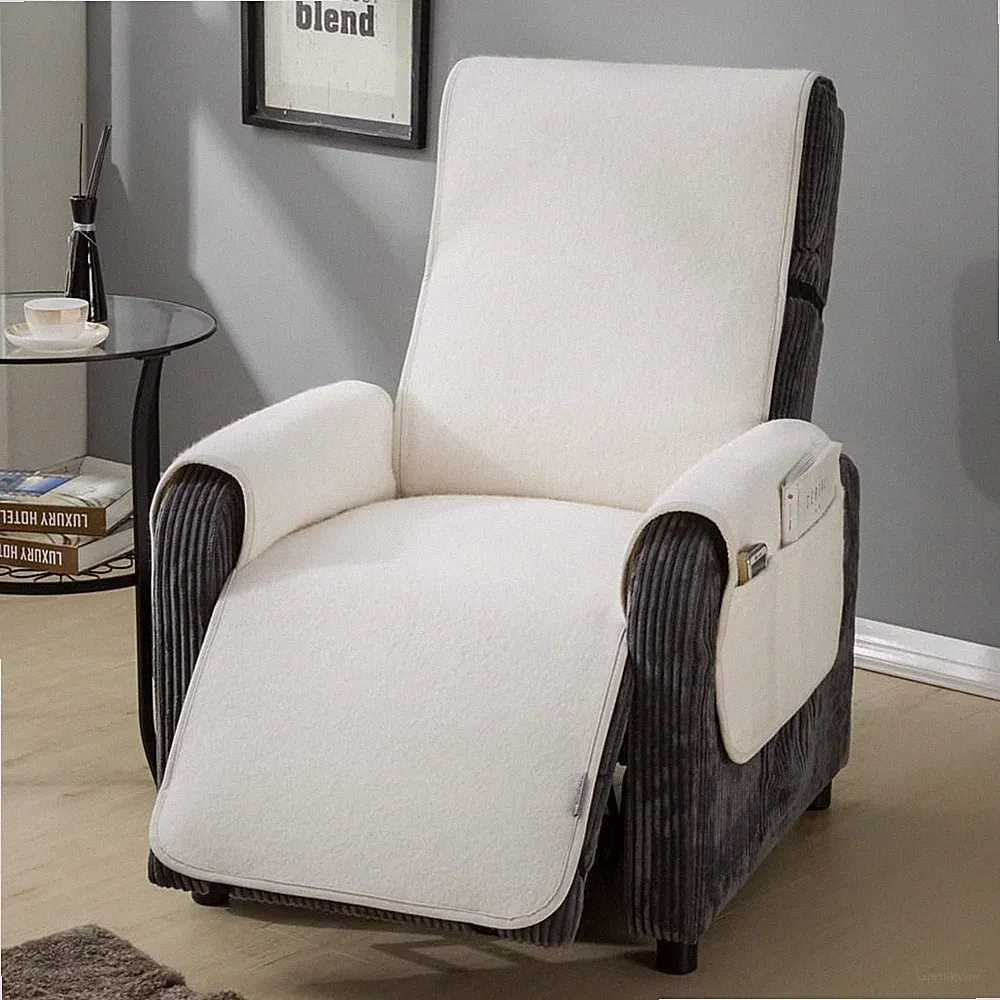 STONECREST Pushback Chair Cover, Faux Wool Recliner Cover, Stay in Place Slip...