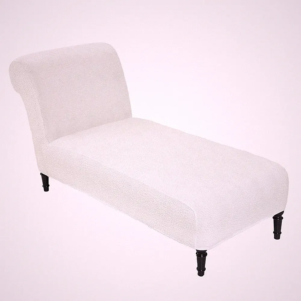 Teddy Wool Chaise Lounge Cover Indoor Armless Chaise Slipcover Luxury Eleganc...
